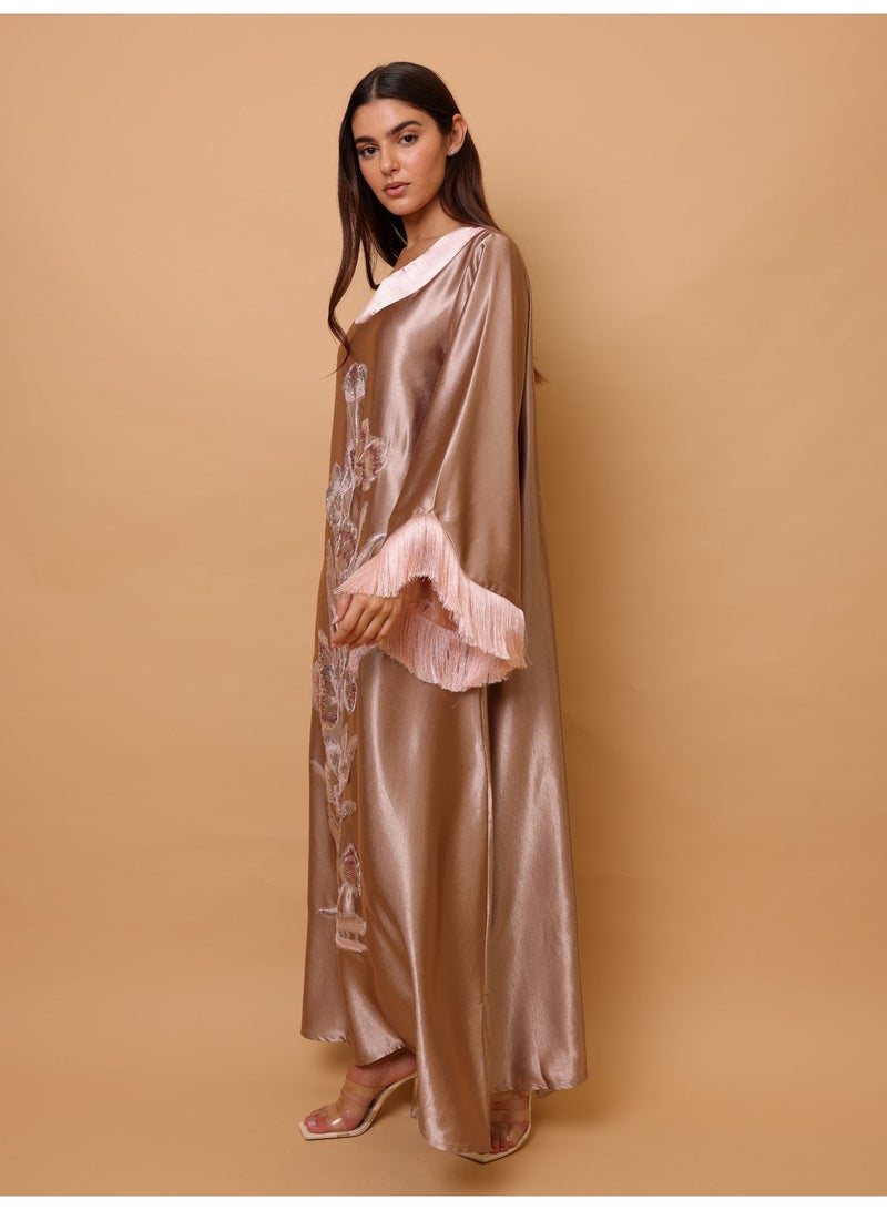 IKKXA Elegant Shimmer Fabric Floral Design Modern Sleeves - Image 3