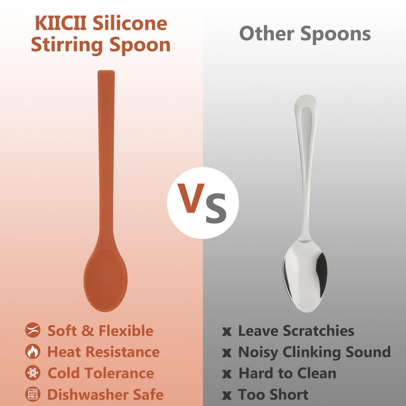KIICII 2PCs Silicone Stirring Spoons for Coffee Tea | 6.85-Inch Coffee&Espresso Spoons | Reusable Coffee Stirrers | Coffee Accessory | Dishwasher Safe | Christmas Gift - Image 4