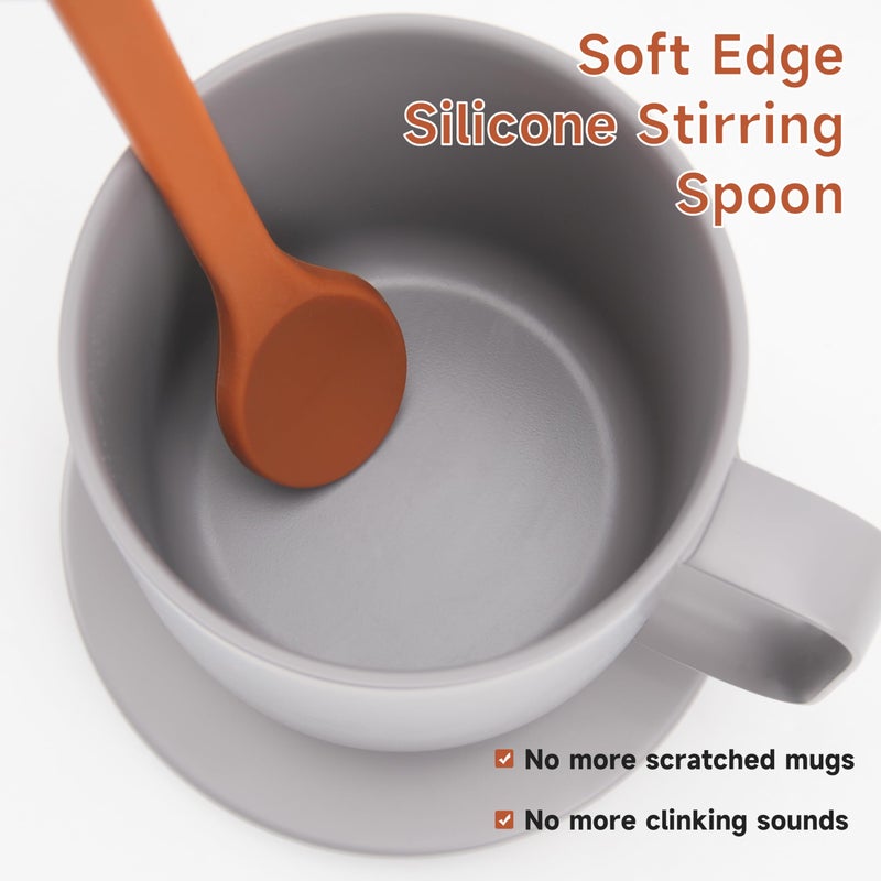 KIICII 2PCs Silicone Stirring Spoons for Coffee Tea | 6.85-Inch Coffee&Espresso Spoons | Reusable Coffee Stirrers | Coffee Accessory | Dishwasher Safe | Christmas Gift - Image 2