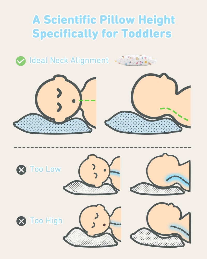 Babebay Toddler Pillow,13X18 Soft Toddler Pillows for Sleeping, Machine Washable Kids Pillow with Cotton Pillowcase, Perfect for Travel, Toddlers Cot - Image 4