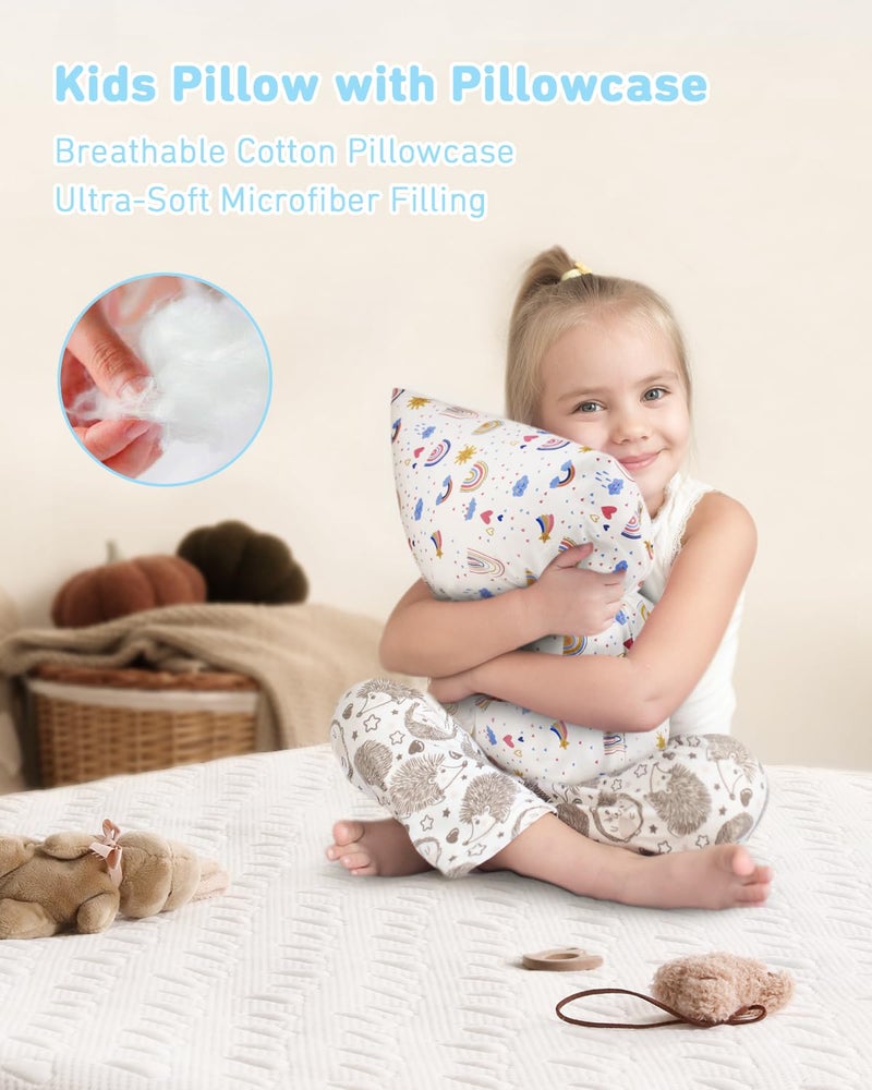 Babebay Toddler Pillow,13X18 Soft Toddler Pillows for Sleeping, Machine Washable Kids Pillow with Cotton Pillowcase, Perfect for Travel, Toddlers Cot - Image 3