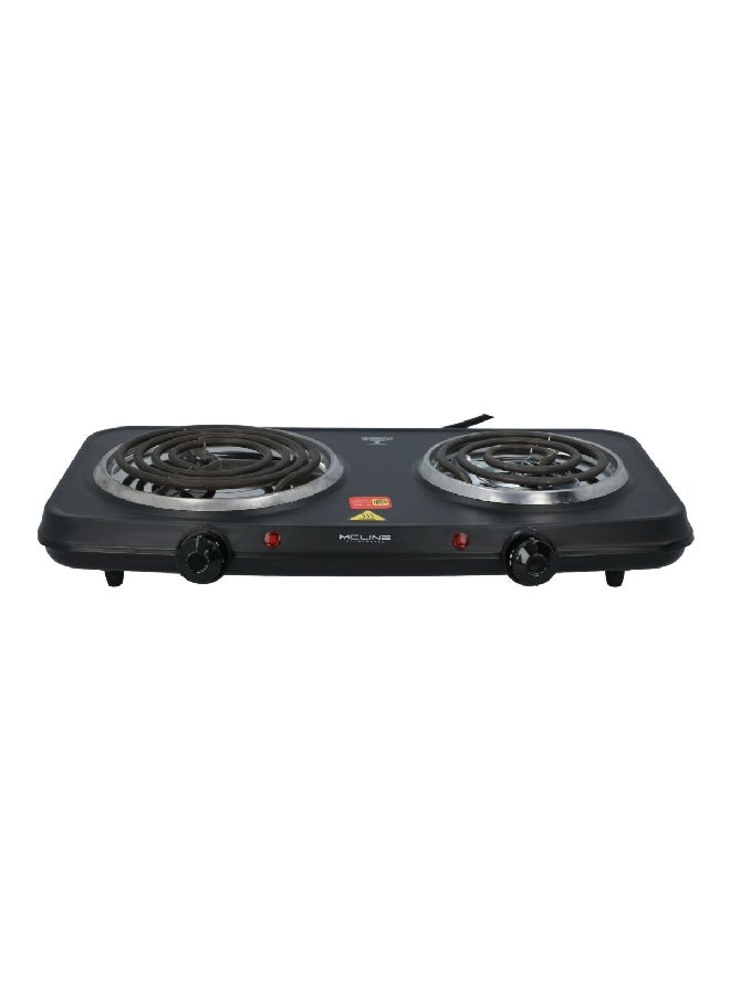 MCLINE 2500W Solid Cast Iron Double Hot Plate Electric Coil Stove Black MC-HP002  - Image 1