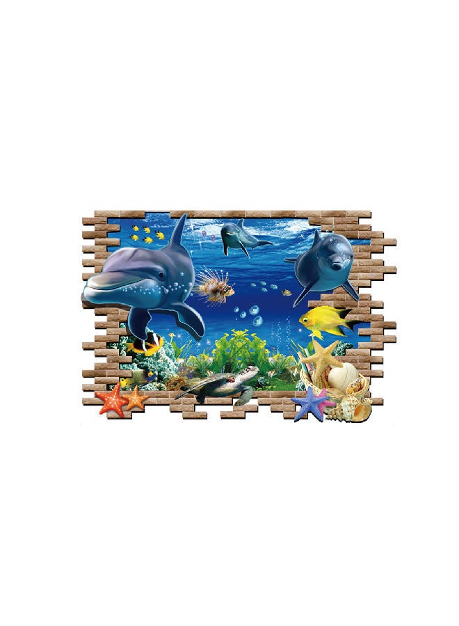 NIBEMINENT 3D Underwater World Printed Wall Sticker Blue/Brown/Yellow 50x70x0.5centimeter  - Image 1