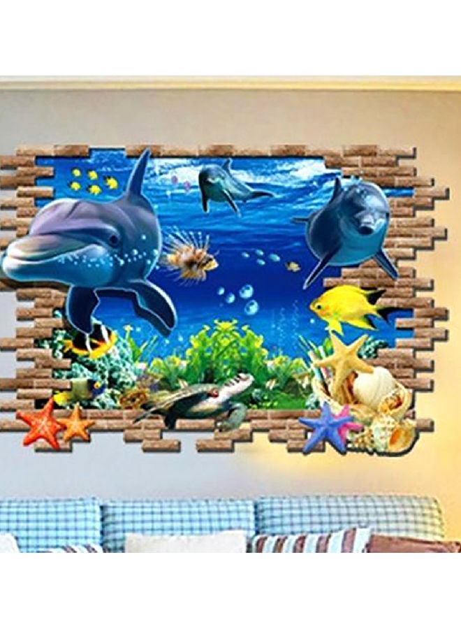 NIBEMINENT 3D Underwater World Printed Wall Sticker Blue/Brown/Yellow 50x70x0.5centimeter  - Image 2