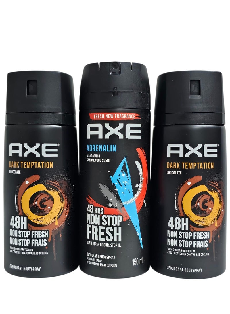 أكس مزيل عرق بخاخ للجنسين 3 روائح مختلفة ×150مل