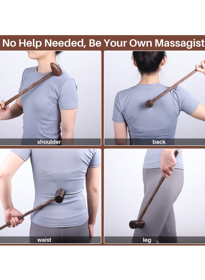إسكدنيا Wood Hammer Self Massage Tools, 2 Pack Handheld Therapy Stick for Back and Neck, Ideal Self-Massage Gift for Seniors - Image 3