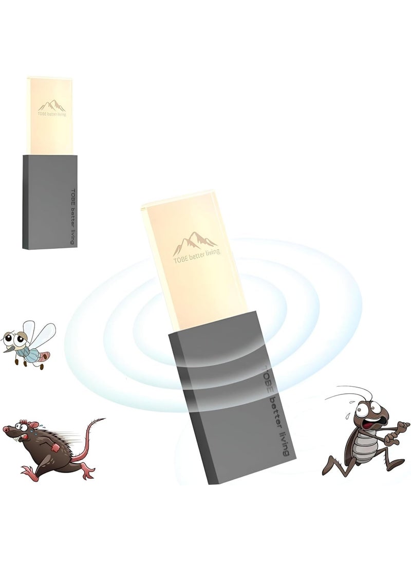 بلان A طارد الفئران بالموجات فوق الصوتية، طارد البعوض، طارد البعوض بالموجات فوق الصوتية عبر USB، ضوء ليلي، مكافحة الآفات الصامتة، عديم الرائحة، غير سام، طارد الحشرات والقوارض الكهربائي بزاوية 360 درجة  - Image 2