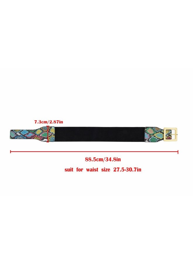 Ayliss - Snakeskin Wide Elastic Belt For Women Dress Waist Belts Pu Leather Stretchy Wide Waist Cinch Belt Waistband Costume (Snakeskin) - Image 1
