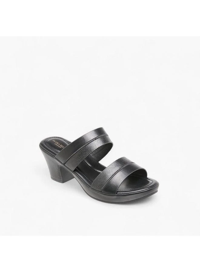 Flora Bella By Shoexpress Women Textured Slip-On Sandals with Block Heels