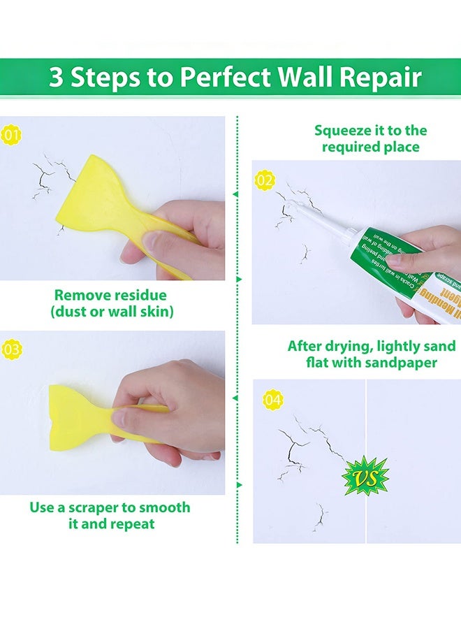 Wall Repair Kit 2 Pcs, Wall Mending Agent Drywall Repair Paste with Scraper & Wall Patch, Quick Dry & Waterproof for Wall Crack, Nail Hole, Peeling, Plaster Repair - Image 5