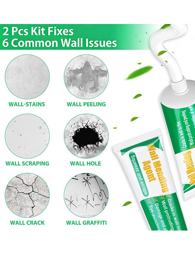 Wall Repair Kit 2 Pcs, Wall Mending Agent Drywall Repair Paste with Scraper & Wall Patch, Quick Dry & Waterproof for Wall Crack, Nail Hole, Peeling, Plaster Repair - Image 2