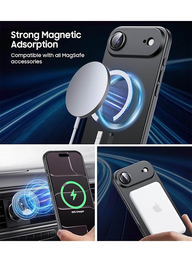 Magnetic Case for iPhone 17 Air, [MagSafe Compatible][Built-in Camera Lens Protector][Light Slim] Soft Silicone Bumper Shockproof Metallic Luster Phone Case for iPhone 17 Air 6.5 inch, Black - Image 5