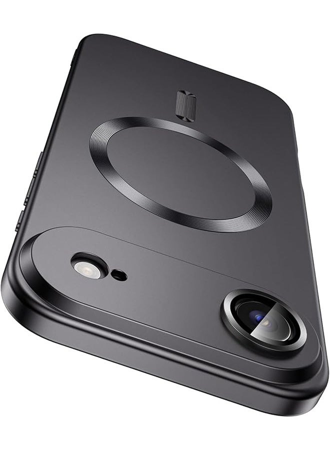 Magnetic Case for iPhone 17 Air, [MagSafe Compatible][Built-in Camera Lens Protector][Light Slim] Soft Silicone Bumper Shockproof Metallic Luster Phone Case for iPhone 17 Air 6.5 inch, Black - Image 1