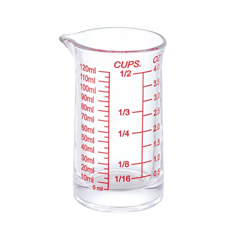 Ackers BORO3.3 Ackers 4oz Glass Measuring Cup â€“ Shot Glass with Ounce,Ml,Cups Markings for Kitchen & Bar(Red Line) - Image 1