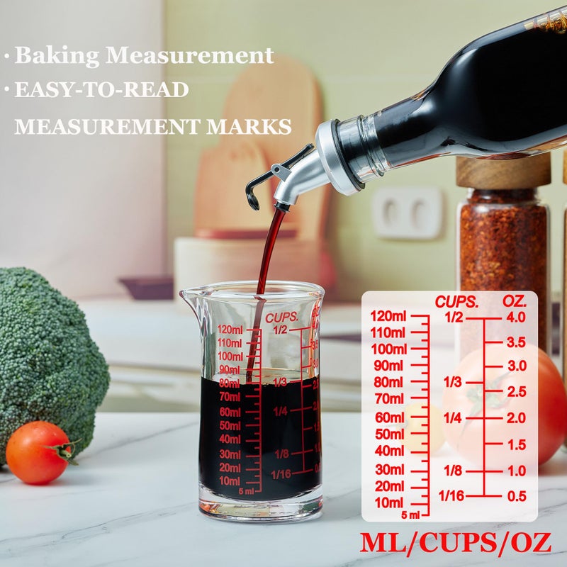 Ackers BORO3.3 Ackers 4oz Glass Measuring Cup â€“ Shot Glass with Ounce,Ml,Cups Markings for Kitchen & Bar(Red Line) - Image 3