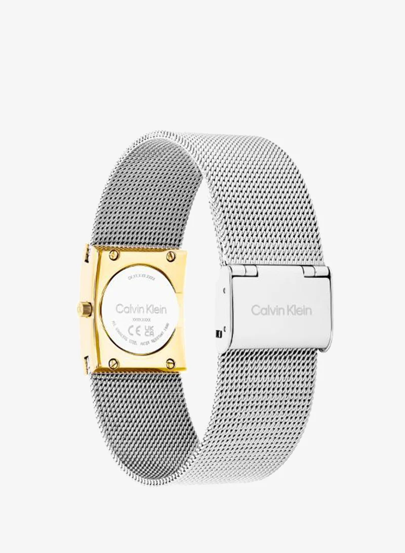 CALVIN KLEIN Calvin Klein Two Hand Quartz Movement Watch for Women CK PULSE Collection with Silver Stainless Steel Mesh Bracelet - 25100139