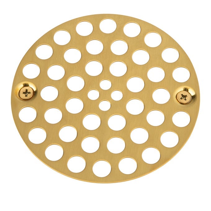 4 SHOWER STRAINER DRAIN TRIM SET SOLID BRASS SCREWIN SHOWER STRAINER DRAIN COVER REPLACEMENT STRAINER GRID BY MACHINE SELFTAPPING SCREWS INCLUDED BRUSHED GOLD