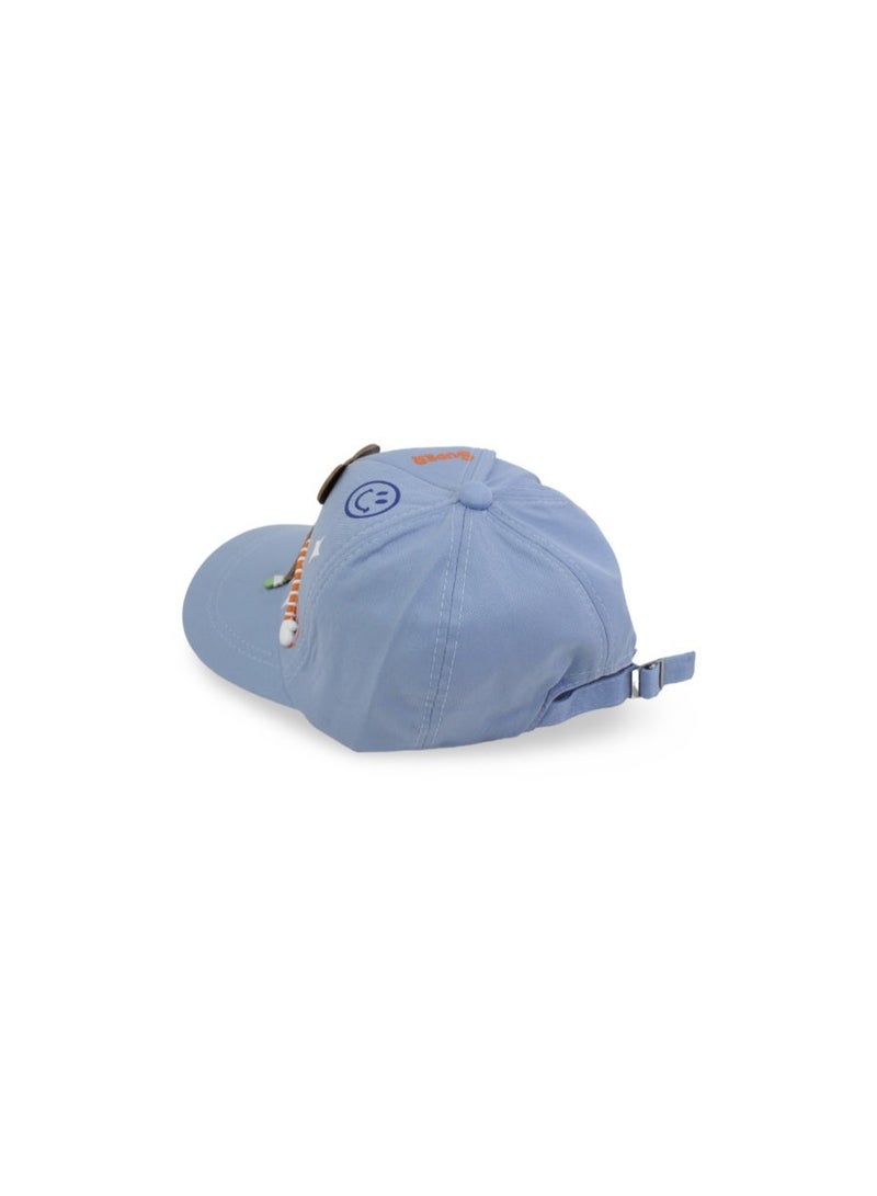 Fancy Boys Cotton Cap – Baby Blue with "Super Dino" Design - Image 2
