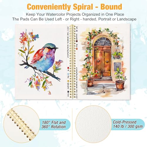 Creazic 2-Pack Watercolor Paper Pad, 5.5" x8.5” (140lb/300g), Spiral Bound with Tear Line. A Watercolor Journal and Sketchbook for Adults & Kids - Ideal for Smaller Sized Exercises or Travel - Image 3