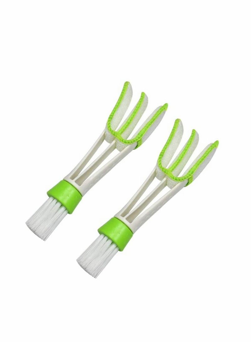 KASTWAVE Microfiber Blind Duster, Multifunction Cleaning Brush Cleaner Brush for Window Shutters Vent Air Conditioner, Dust Collector Cleaning Cloth Tool White and Green 2 Pcs  - Image 1