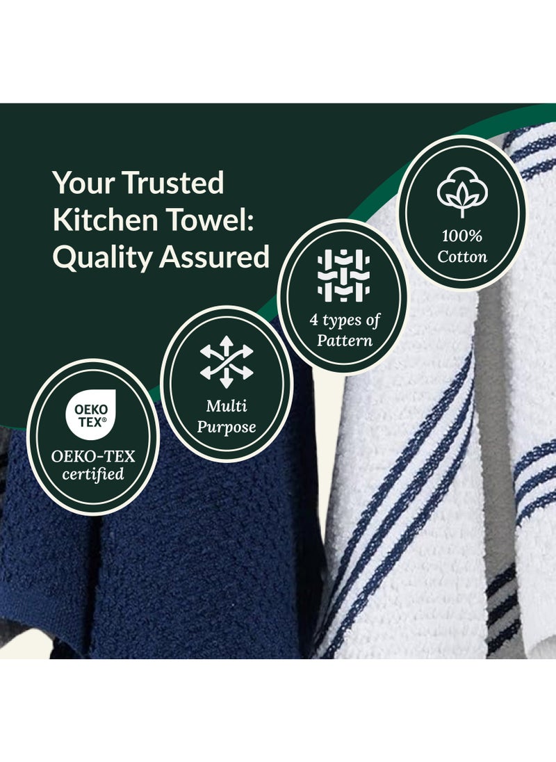Cloud Scape Linen Terry Kitchen Towel and Dish Cloth Set-Pack of 8,Super Absorbent, Quick Drying Hand Towels, Blue  - Image 4