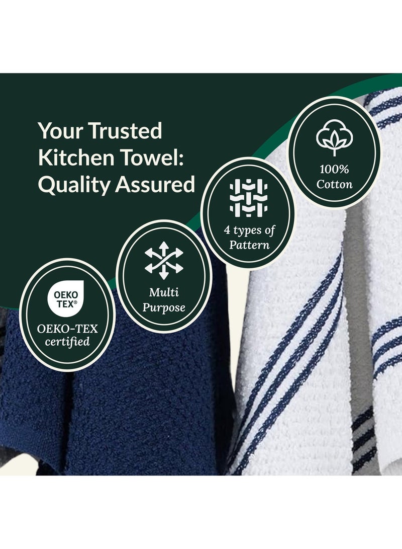 Cloud Scape Linen Terry Kitchen Towel and Dish Cloth Set-Pack of 8,Super Absorbent, Quick Drying Hand Towels, Blue - Image 5