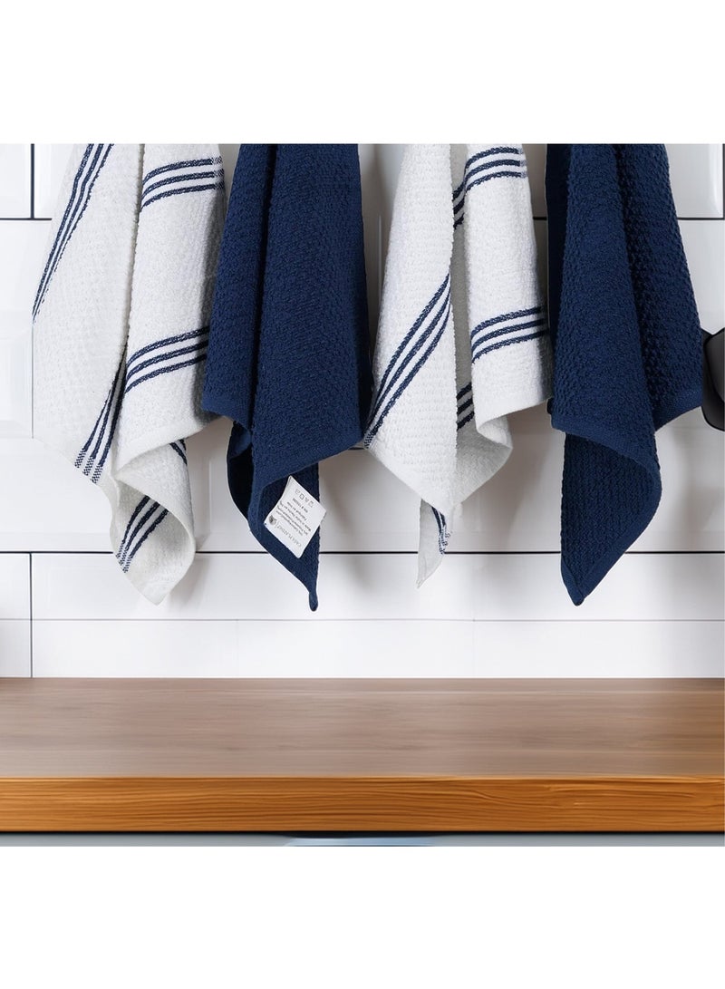 Cloud Scape Linen Terry Kitchen Towel and Dish Cloth Set-Pack of 8,Super Absorbent, Quick Drying Hand Towels, Blue - Image 1