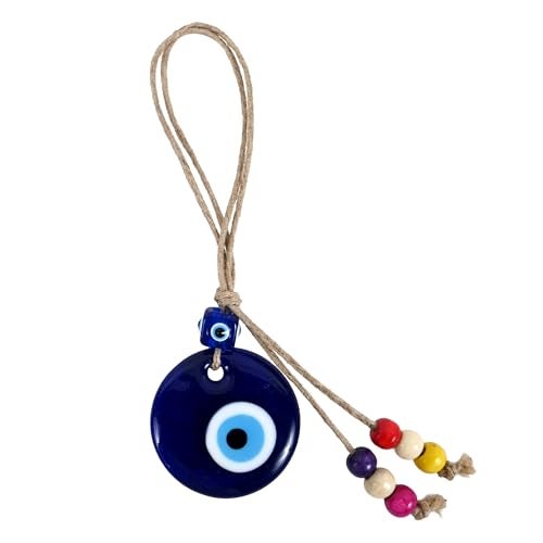 LINENSUTRA Handmade Turkish Evil Eye Blue Glass Hanging for Good Luck Prosperity Zodiac Success Health Wealth Office Home Decor & Car (JUGL-1020) - Image 1