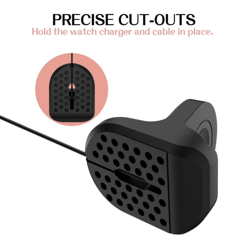 MoKo Charger Stand Compatible with Samsung Galaxy Watch 4, 4 Classic/3 41mm,45mm/Active,Active 2 40mm 44mm, Silicone Charging Stand Non-Slip Base Charger Dock Station Holder Bracket - Black - Image 5