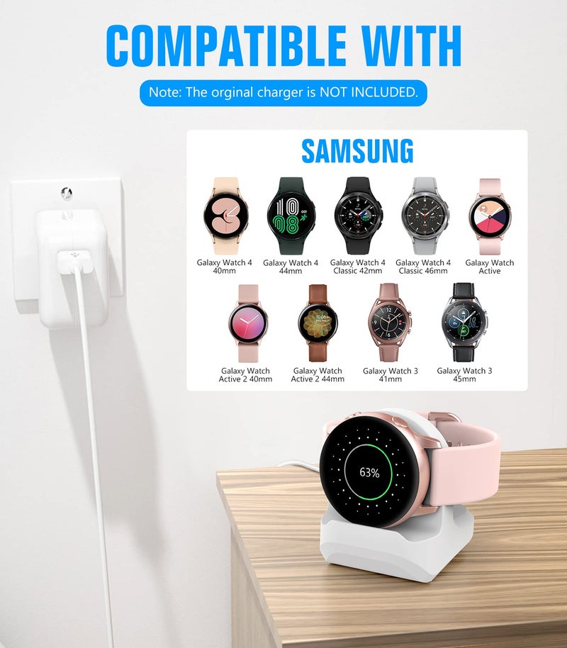 MoKo Charger Stand Compatible with Samsung Galaxy Watch 4, 4 Classic/3 41mm,45mm/Active,Active 2 40mm 44mm, Silicone Charging Stand Non-Slip Base Charger Dock Station Holder Bracket - Black - Image 2
