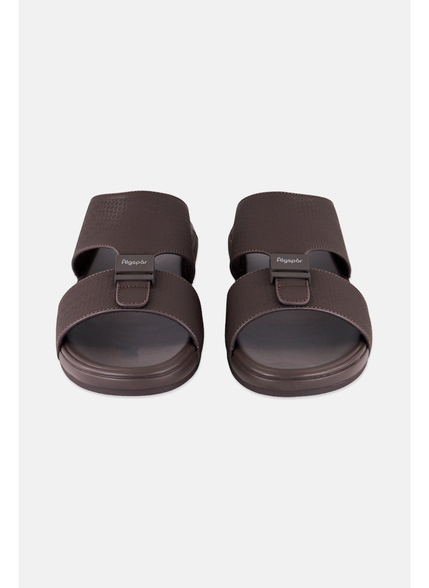 Algspar Men 2 Strap Slip On Arabic Sandals, Brown  - Image 4