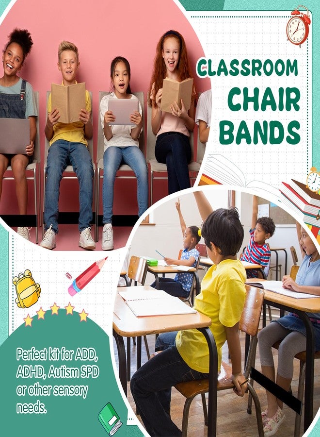 Berlune 24 Pcs Classroom Chair Bands Fidget Chairs and Desks Bands ADHD Autism Tools Bounce Flexible Seating for Classroom(Black, 1 mm) - Image 5