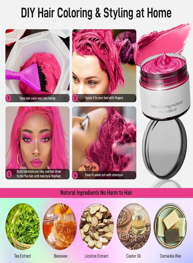 Spdoo Rose Red Temporary Hair Dye,Temporary Hair Color Wax,Natural Washable Hair Dye Temp Hair Color for Women Men Kids Party Cosplay Halloween - Image 4