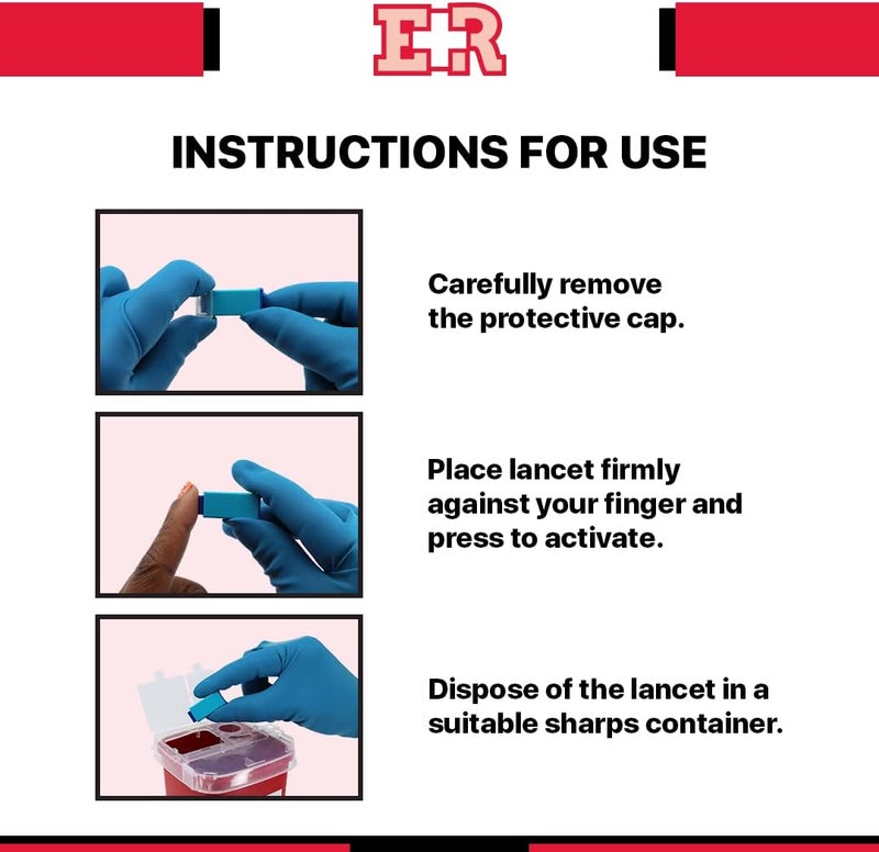 Ever Ready First Aid Safety Pressure Activated Lancets Sterile Push Lancets with 30 Gauge for Blood Sugar Testing  100 Count - Image 3