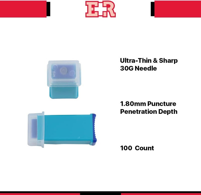 Ever Ready First Aid Safety Pressure Activated Lancets Sterile Push Lancets with 30 Gauge for Blood Sugar Testing  100 Count - Image 4
