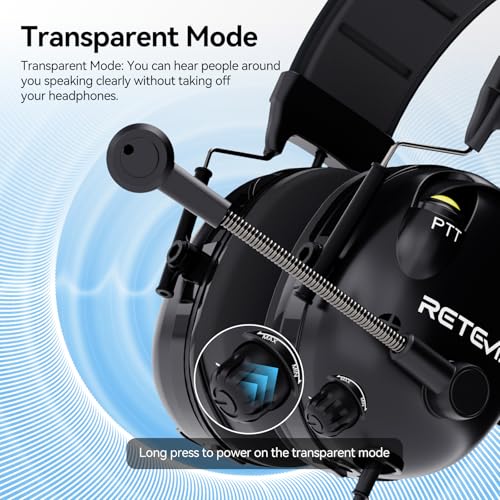 Retevis ANC Noise Cancelling 2 Way Radio Headset, Overhead, for RT21 RT68 RT86 RT22 RT22S, Compatible with Baofeng UV-5R 5RM BF-F8HP, Waklie Talkie Headset for Construction Manufacturing Racing - Image 4