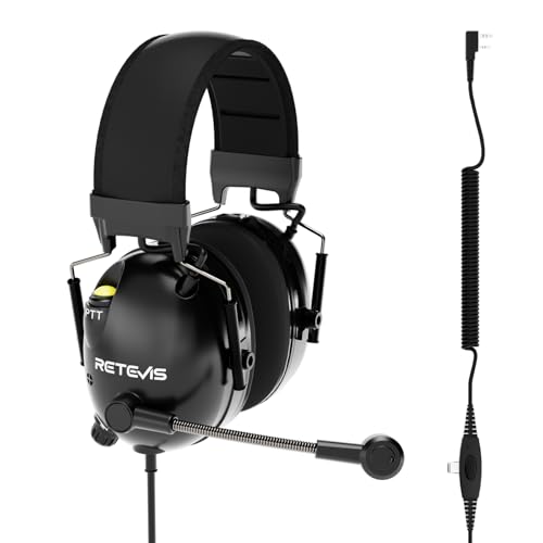Retevis ANC Noise Cancelling 2 Way Radio Headset, Overhead, for RT21 RT68 RT86 RT22 RT22S, Compatible with Baofeng UV-5R 5RM BF-F8HP, Waklie Talkie Headset for Construction Manufacturing Racing - Image 1