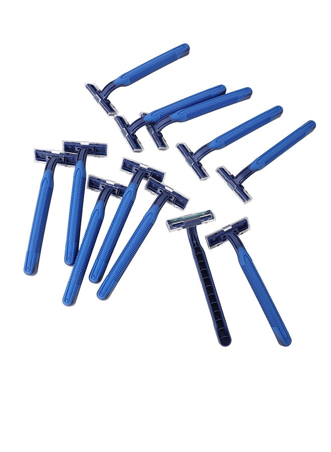 لوازم شفرات حلاقة رجالية للاستخدام مرة واحدة (12 قطعة) - شفرتان بمقبض مريح وغطاء حماية - مثالية لحلاقة الوجه والرقبة والذقن والسفر اليومي - Image 3