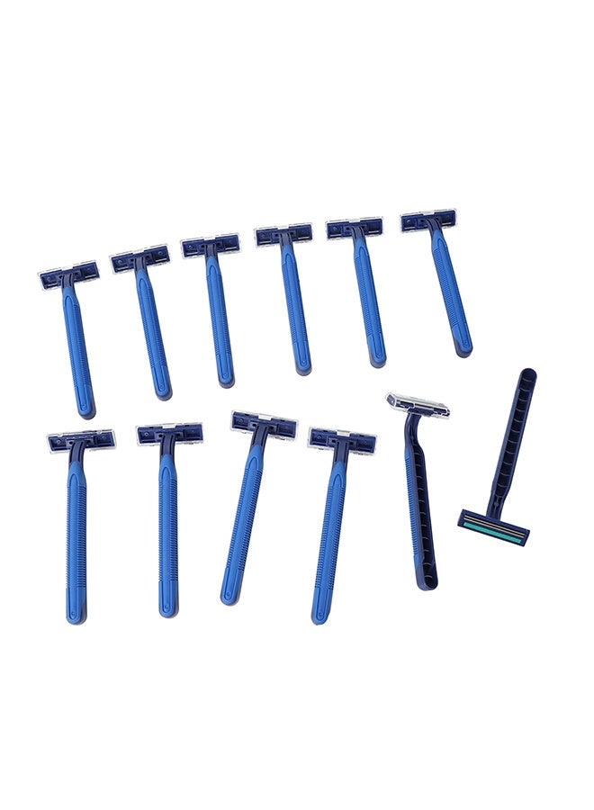 لوازم شفرات حلاقة رجالية للاستخدام مرة واحدة (12 قطعة) - شفرتان بمقبض مريح وغطاء حماية - مثالية لحلاقة الوجه والرقبة والذقن والسفر اليومي - Image 4