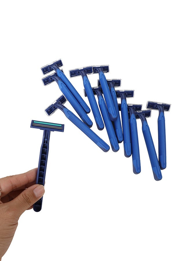 لوازم شفرات حلاقة رجالية للاستخدام مرة واحدة (12 قطعة) - شفرتان بمقبض مريح وغطاء حماية - مثالية لحلاقة الوجه والرقبة والذقن والسفر اليومي - Image 5