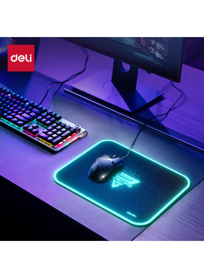 Deli Comfortable And Wear-resistant Resin Mouse Pad, Office And Gaming Mouse Pad, Luminous Glowing Pad, Cool Gaming Mat, 280*220mm, Black, Ln102 - Image 1