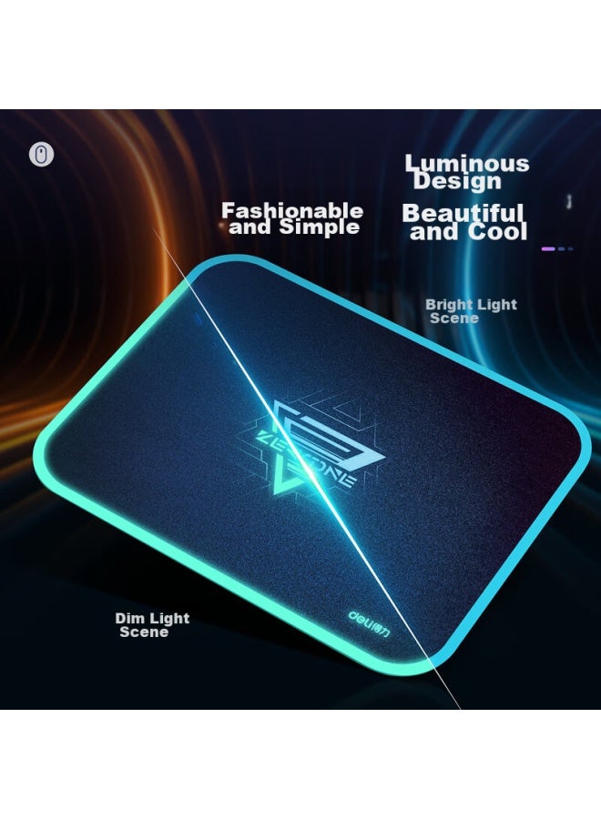 Deli Comfortable And Wear-resistant Resin Mouse Pad, Office And Gaming Mouse Pad, Luminous Glowing Pad, Cool Gaming Mat, 280*220mm, Black, Ln102 - Image 2