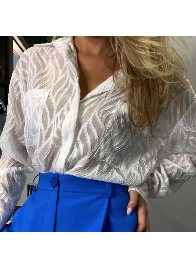 قميص شيفون فرنسي جديد لصيف وربيع بتصميم رقيق وملمس ناعم بلوزة نسائية علوية أوروبية وأمريكية - Image 3
