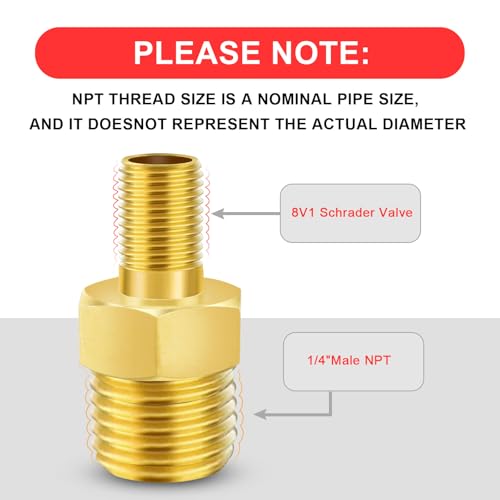Godeson 1/4 NPT to Schrader Valve Adapter (Pack of 2) for Portable Air Compressor/Pump - Image 3