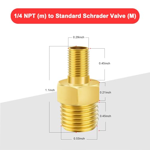 Godeson 1/4 NPT to Schrader Valve Adapter (Pack of 2) for Portable Air Compressor/Pump - Image 2