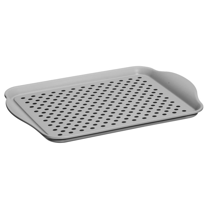 OGGI Anti Slip Serving Tray with Handles Gray Rectangle Tray  Ideal for Eating Breakfast Food Appetizer Tray Serving