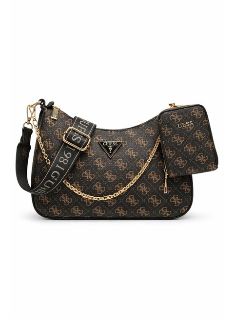 Guess Noelle 3-in-1 Shoulder Bag Set for Women – Brown 4G Logo
