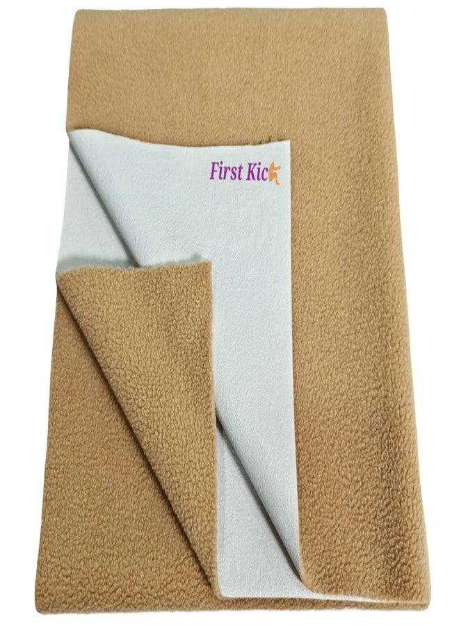 First Kick Instadry Anti-Piling Fleece Extra Absorbent Quick Dry Sheet for Baby, Baby Bed Protector, Waterproof Baby Sheet, Medium Size 100x70cm, Pack of 1, Beige - Image 1