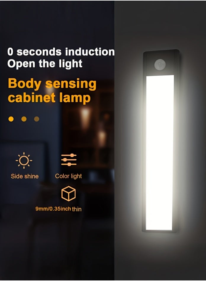 مودي مصابيح خزانة LED مغناطيسية مزودة بمستشعر حركة (أسود) - إضاءة ليلية قابلة لإعادة الشحن بمنفذ USB-C بطول 30 سم/40 سم/60 سم، 3 درجات حرارة ألوان (دافئ، بارد، مختلط)، فائقة السطوع مع 56/78/120 مصباح LED - إضاءة أسفل الخزانة للخزانة والمطبخ والسلالم والممر - Image 5