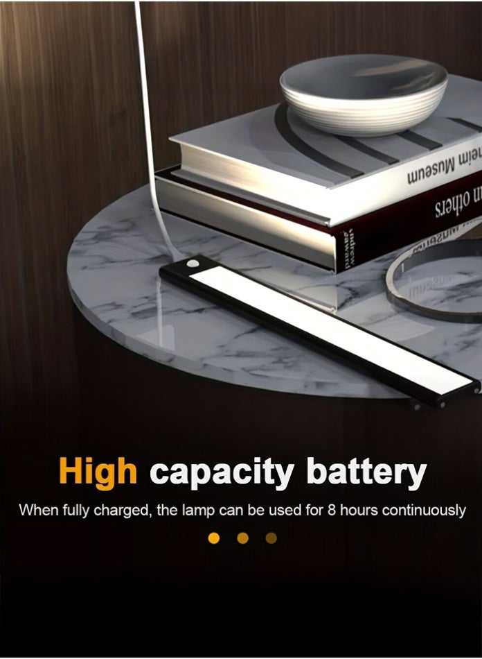 مودي مصابيح خزانة LED مغناطيسية مزودة بمستشعر حركة (أسود) - إضاءة ليلية قابلة لإعادة الشحن بمنفذ USB-C بطول 30 سم/40 سم/60 سم، 3 درجات حرارة ألوان (دافئ، بارد، مختلط)، فائقة السطوع مع 56/78/120 مصباح LED - إضاءة أسفل الخزانة للخزانة والمطبخ والسلالم والممر - Image 4